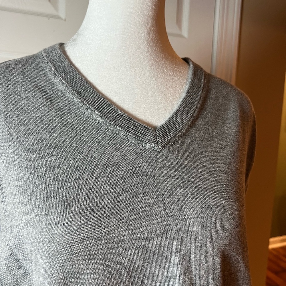 BROOKS BROTHERS Men's Supima Cotton Sweater Vest V-Neck Layering Soft Gray L - Picture 2 of 6